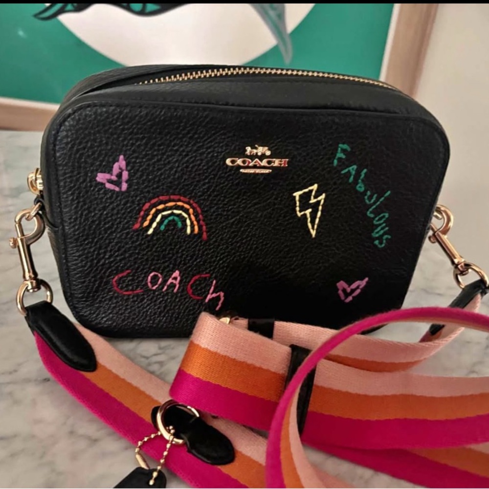Coach Mini Camera Bag with Diary Multicolor Embroidery and Strap